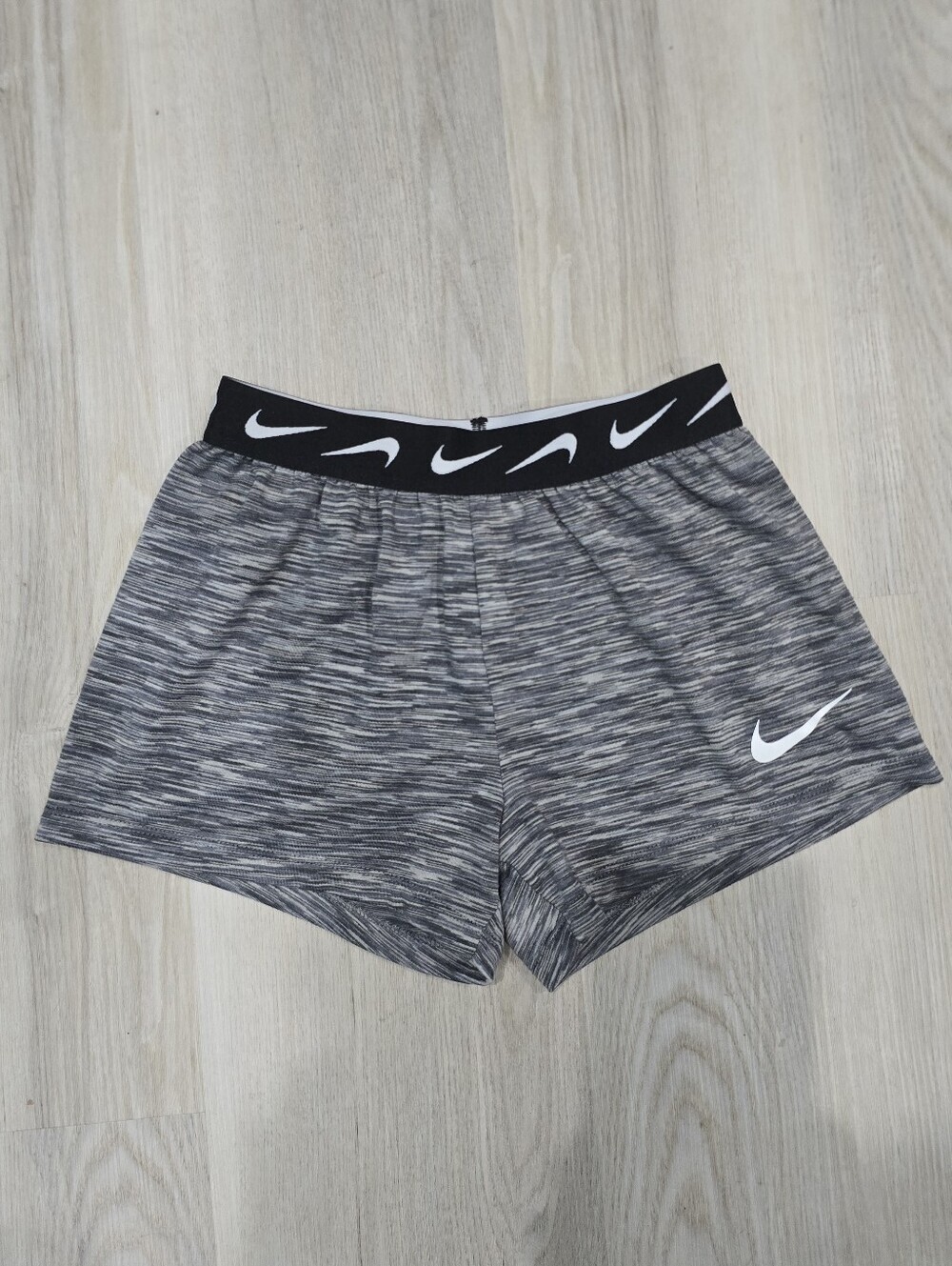 Nike Girls Black & Gray Marled Athletic Shorts with Logo Waistband Size 6x